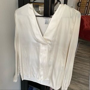 H&M Satin Cream Long Sleeve Shirt